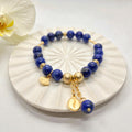 Armband aus Lapis-Lazuli-Edelstein mit 24K Gold Cafe Anhänger